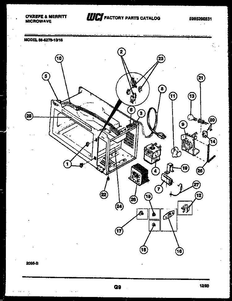FUNCTIONAL PARTS Diagram and Parts List for 56-6278-10-16  Tappan Microwave