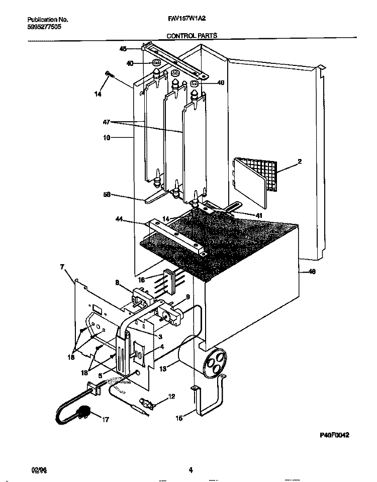 CONTROL PARTS Diagram and Parts List for FAV157W1A2  Frigidaire Air Conditioner