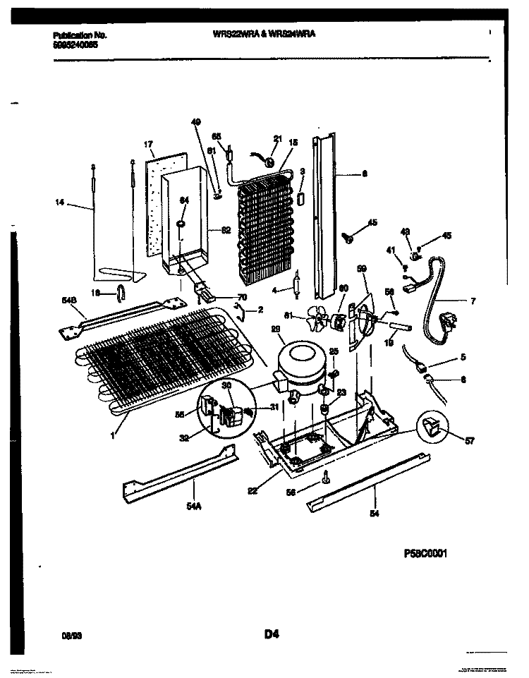 SYSTEM AND AUTOMATIC DEFROST PARTS Diagram and Parts List for WRS22WRAW0  Frigidaire Refrigerator