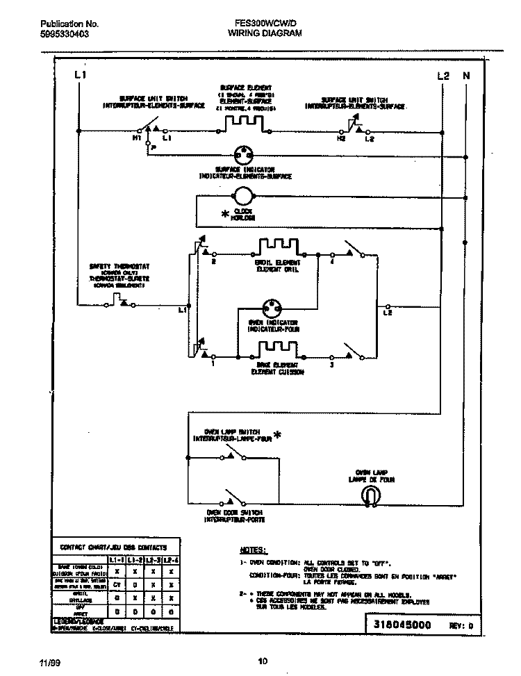 WIRING DIAGRAM Diagram and Parts List for FES300WCDH  Frigidaire Range