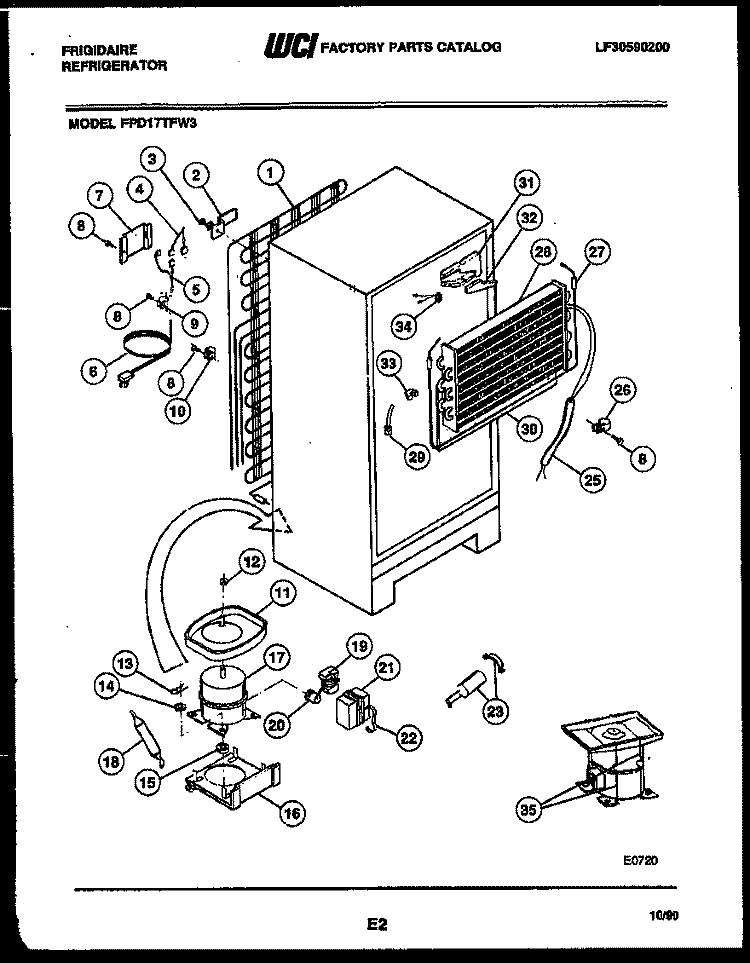 SYSTEM AND AUTOMATIC DEFROST PARTS Diagram and Parts List for FPD17TFA3  Frigidaire Refrigerator