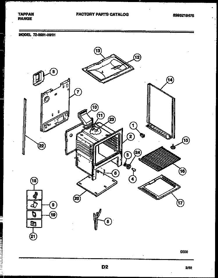 LOWER BODY PARTS Diagram and Parts List for 72-3651-23-01  Tappan Range
