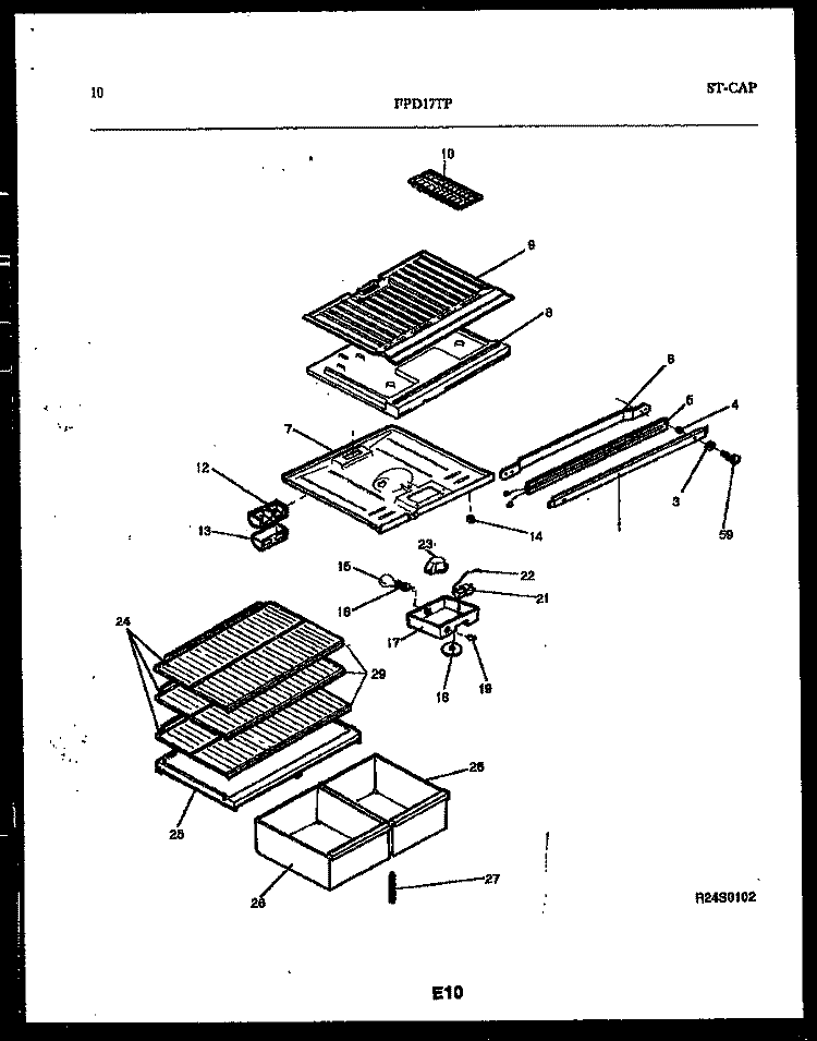 SHELVES AND SUPPORTS Diagram and Parts List for FPD17TPH0  Frigidaire Refrigerator