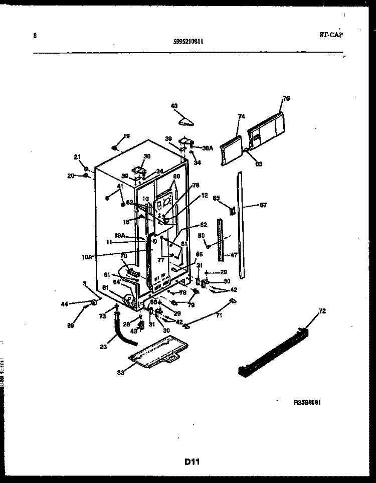 CABINET PARTS Diagram and Parts List for FPCE24VPL0  Frigidaire Refrigerator