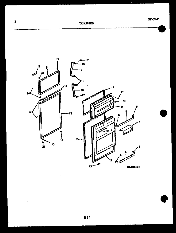 DOOR PARTS Diagram and Parts List for TGK180EN4D  Kelvinator Refrigerator