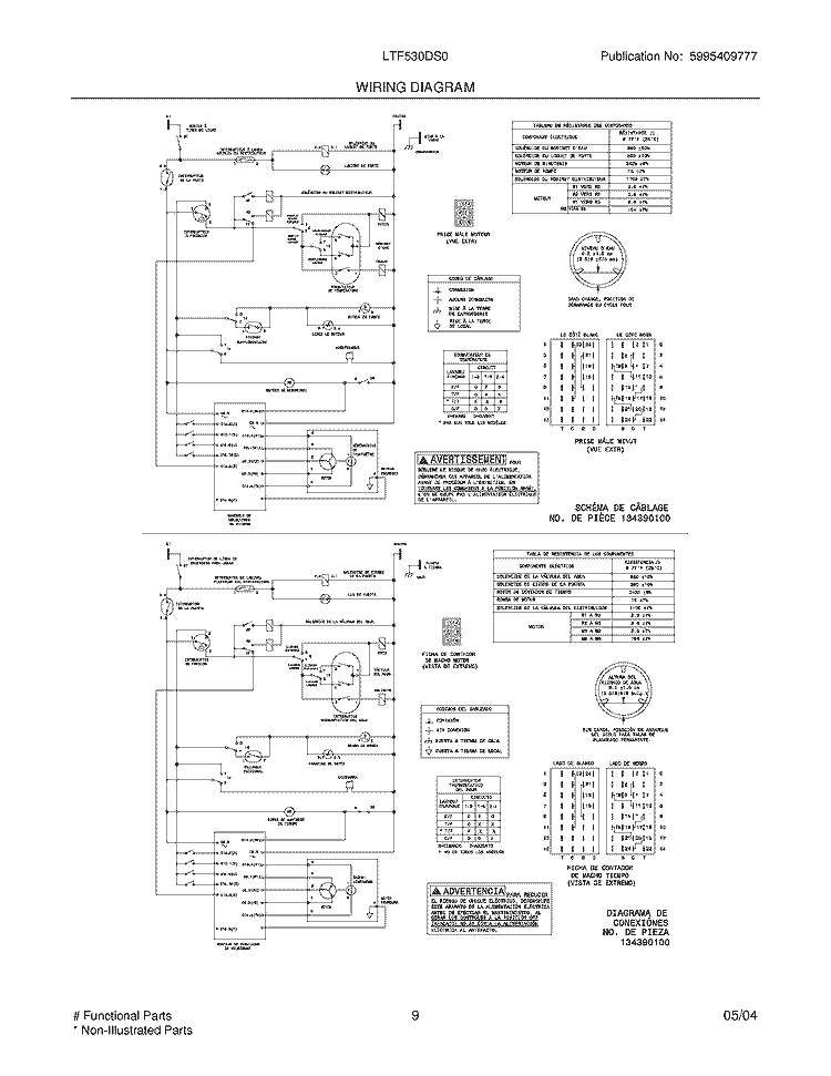 WIRING DIAGRAM Diagram and Parts List for LTF530DS0  Frigidaire Washer