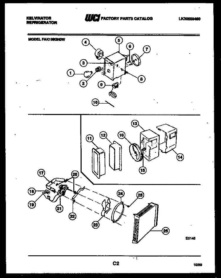 REFRIGERATOR CONTROL ASSEMBLY, DAMP Diagram and Parts List for FAK190GN0T  Kelvinator Refrigerator
