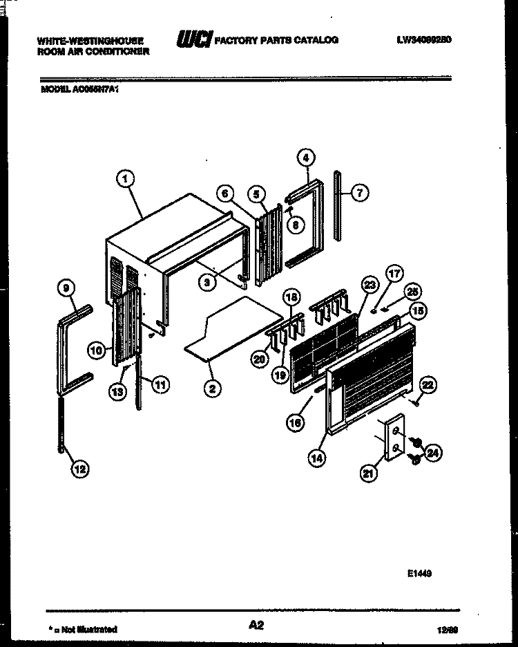 CABINET PARTS Diagram and Parts List for AC055N7A1  Frigidaire Air Conditioner