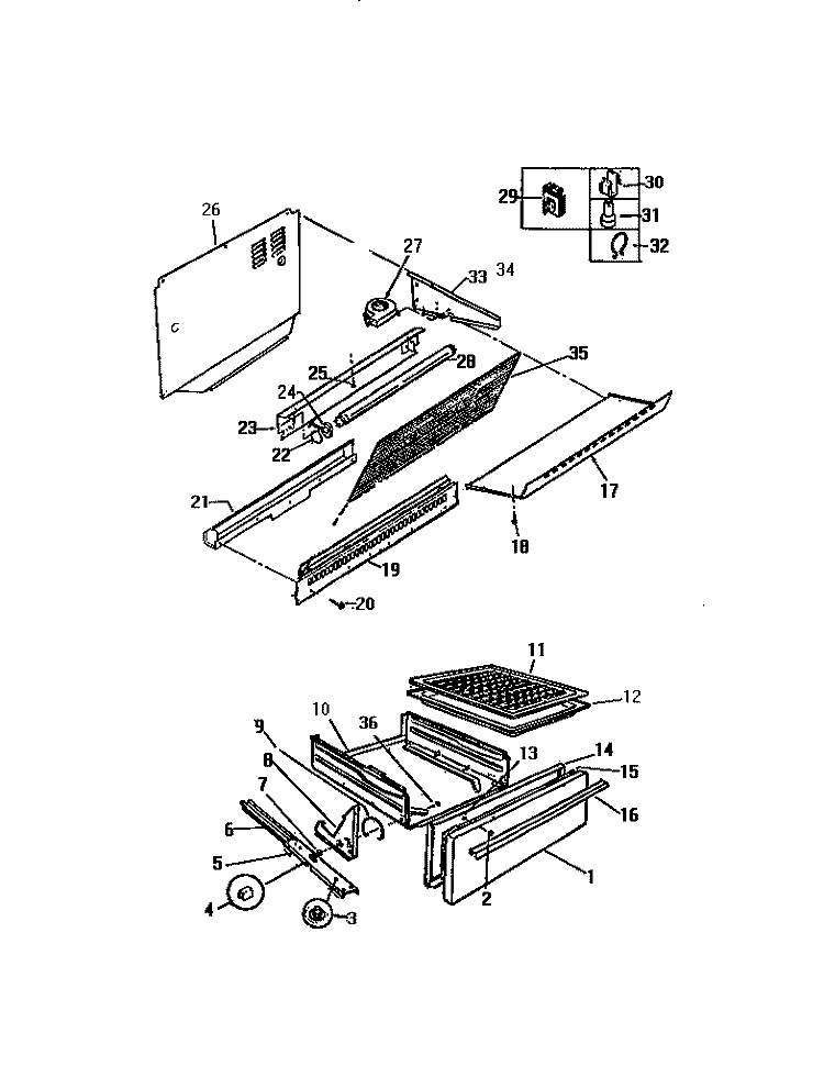 SPLASHER, DRAWER Diagram and Parts List for GC932EXF6  Frigidaire Microwave Oven Combo