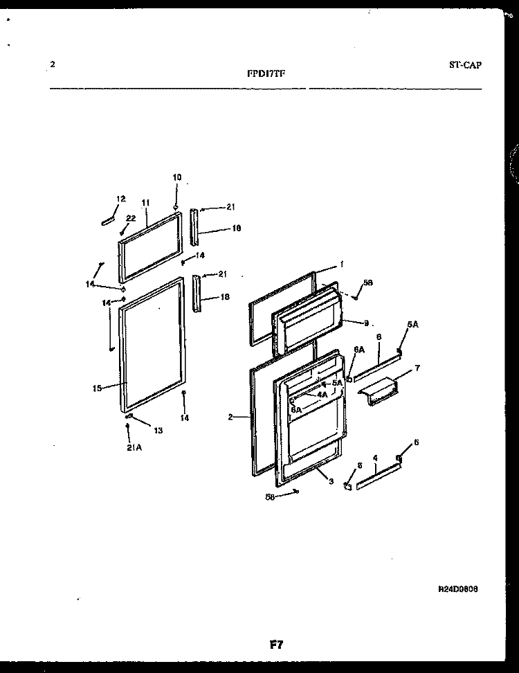 DOOR PARTS Diagram and Parts List for FPD17TFH1  Frigidaire Refrigerator