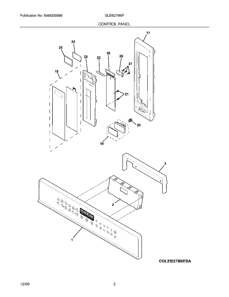 CONTROLS Diagram and Parts List for GLEB27M9FSC  Frigidaire Microwave Oven Combo