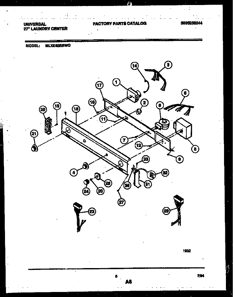 CONSOLE AND CONTROL PARTS Diagram and Parts List for MLXE42RBWD0  Kelvinator Washer Dryer Combo