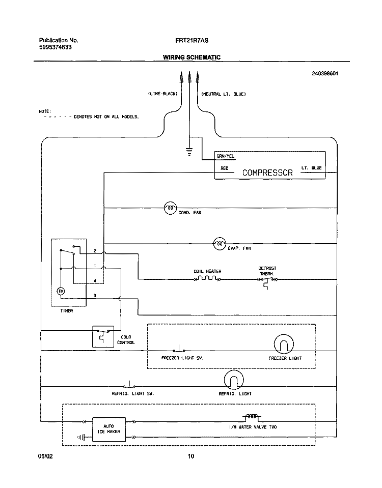 WIRING SCHEMATIC Diagram and Parts List for FRT21R7ASB5  Frigidaire Refrigerator