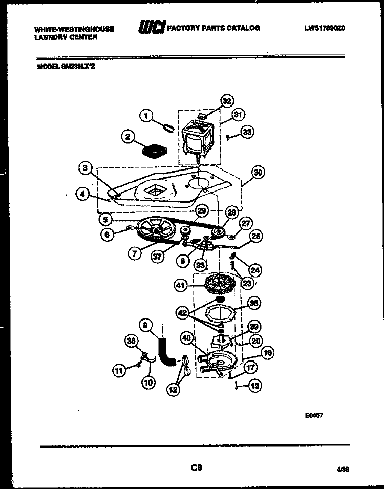 WASHER DRIVE SYSTEM AND PUMP Diagram and Parts List for SM230LXW2  Frigidaire Washer