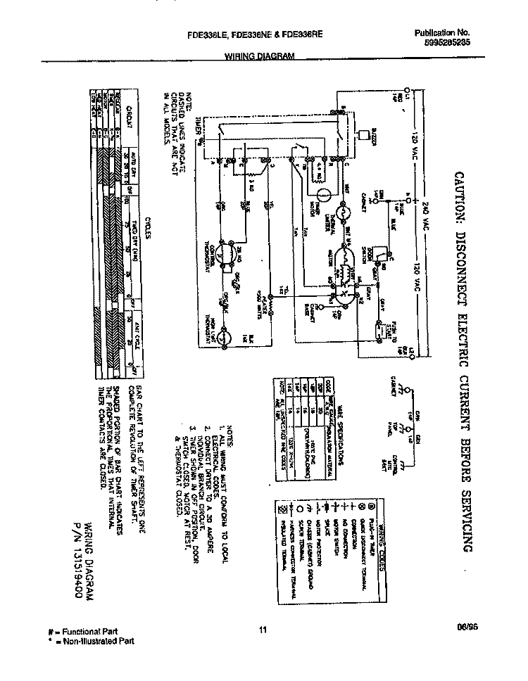 WIRING DIAGRAM Diagram and Parts List for FDE336RET0  Frigidaire Dryer