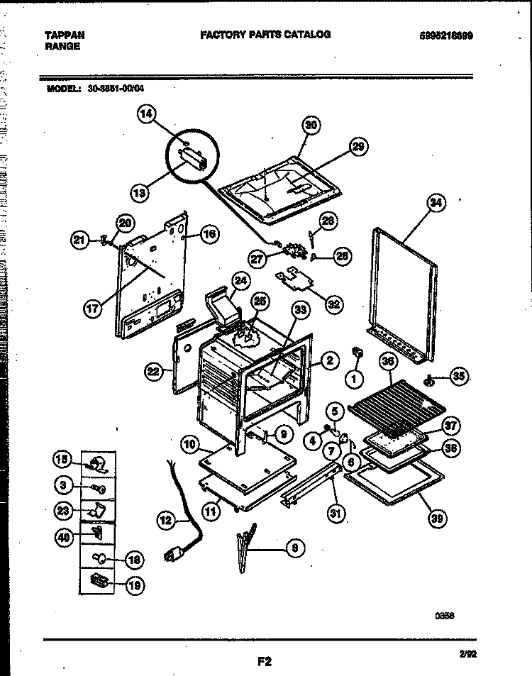 BODY PARTS Diagram and Parts List for 30-3851-00-04  Tappan Range