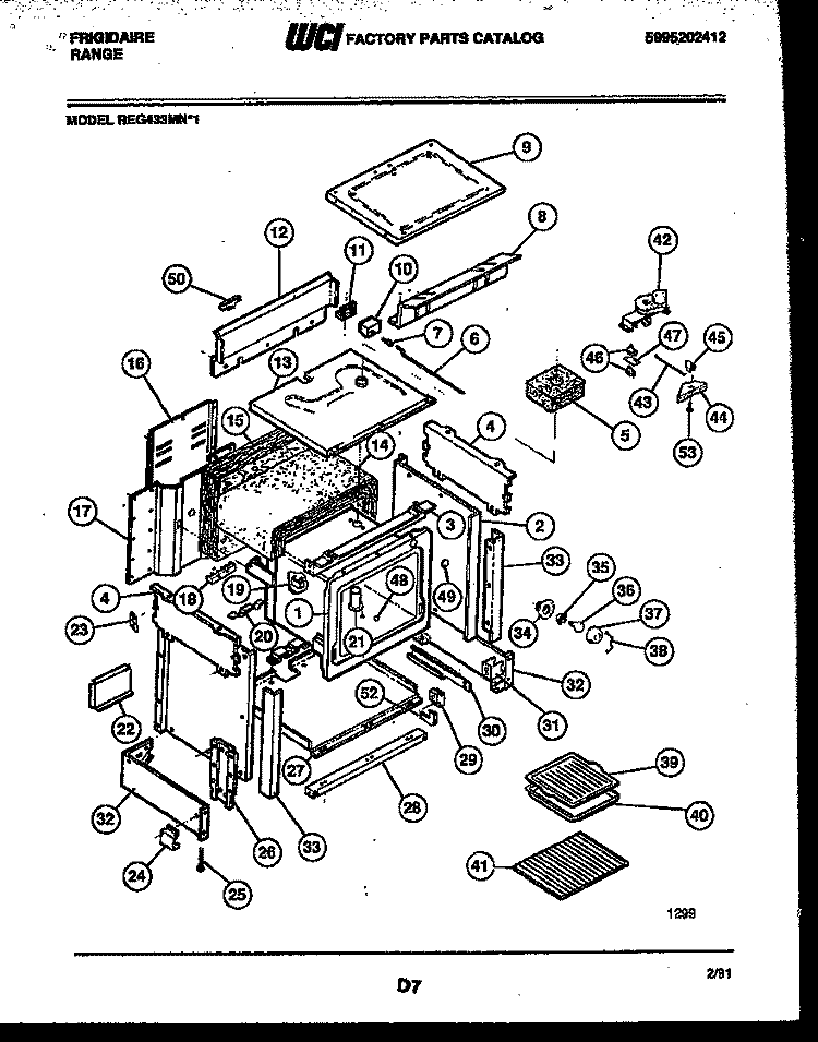 BODY PARTS Diagram and Parts List for REG433MNW1  Frigidaire Range