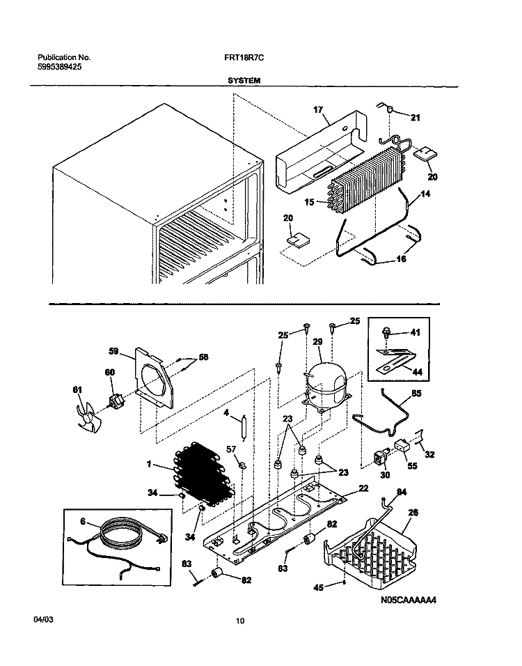 SYSTEM Diagram and Parts List for FRT18R7CQ0  Frigidaire Refrigerator