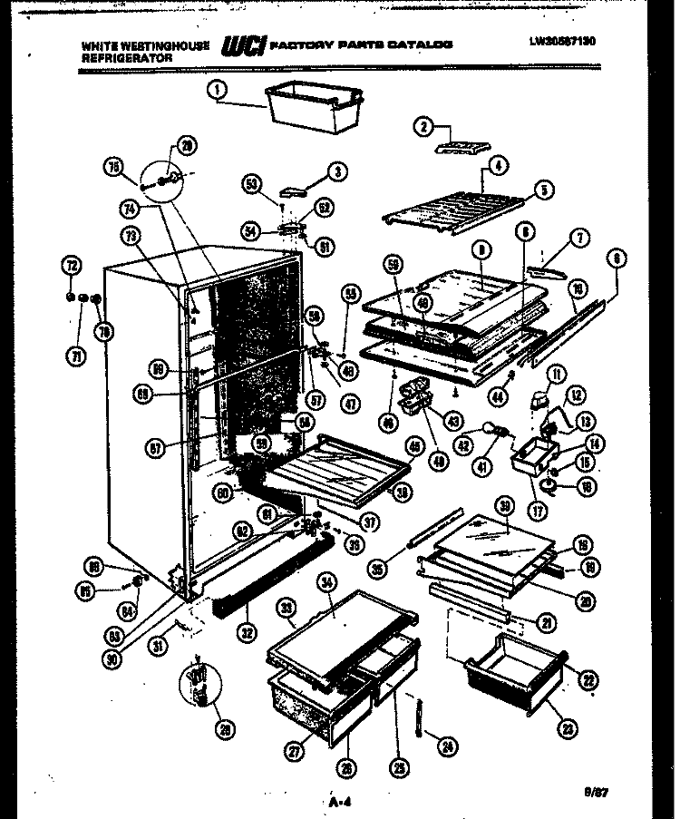 CABINET PARTS Diagram and Parts List for RT190GCF5  Frigidaire Refrigerator