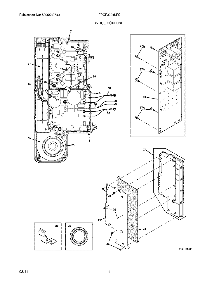 INDUCTION UNIT Diagram and Parts List for FPCF3091LFC  Frigidaire Range