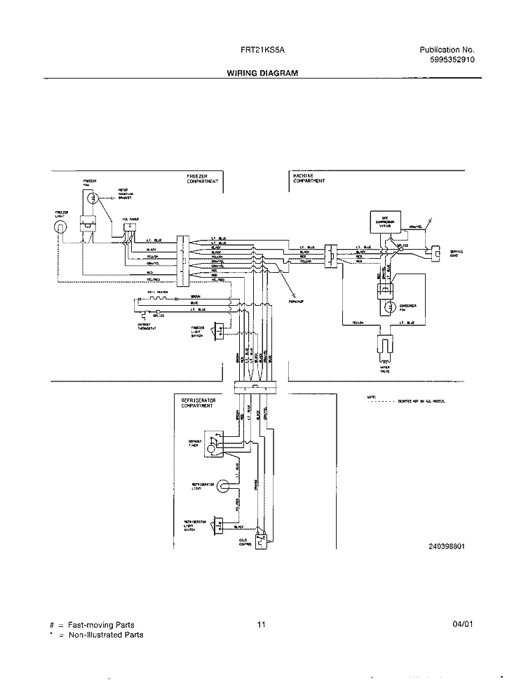WIRING DIAGRAM Diagram and Parts List for FRT21KS5AQ0  Frigidaire Refrigerator