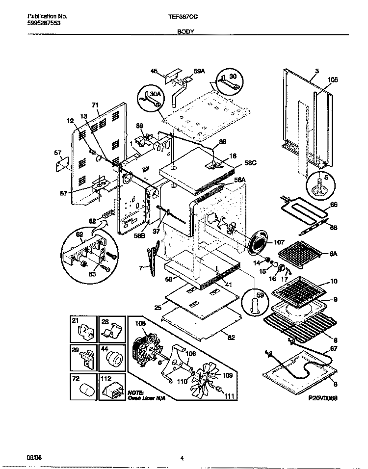 BODY Diagram and Parts List for TEF387CCSC  Tappan Range