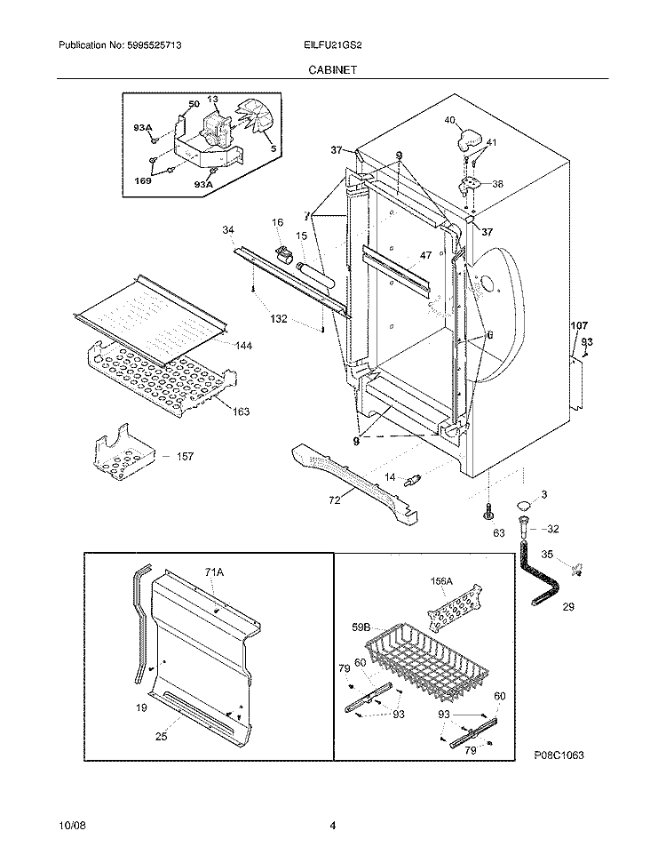 CABINET Diagram and Parts List for EILFU21GS2  Electrolux Freezer