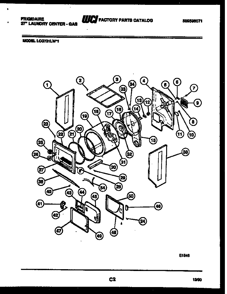 CABINET AND COMPONENT PARTS Diagram and Parts List for LCG731LL1  Frigidaire Washer Dryer Combo
