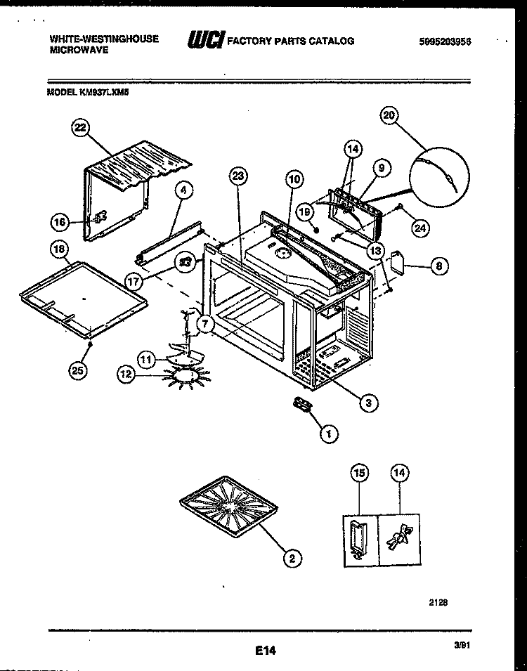 WRAPPER BODY PARTS Diagram and Parts List for KM937LXM5  Frigidaire Microwave