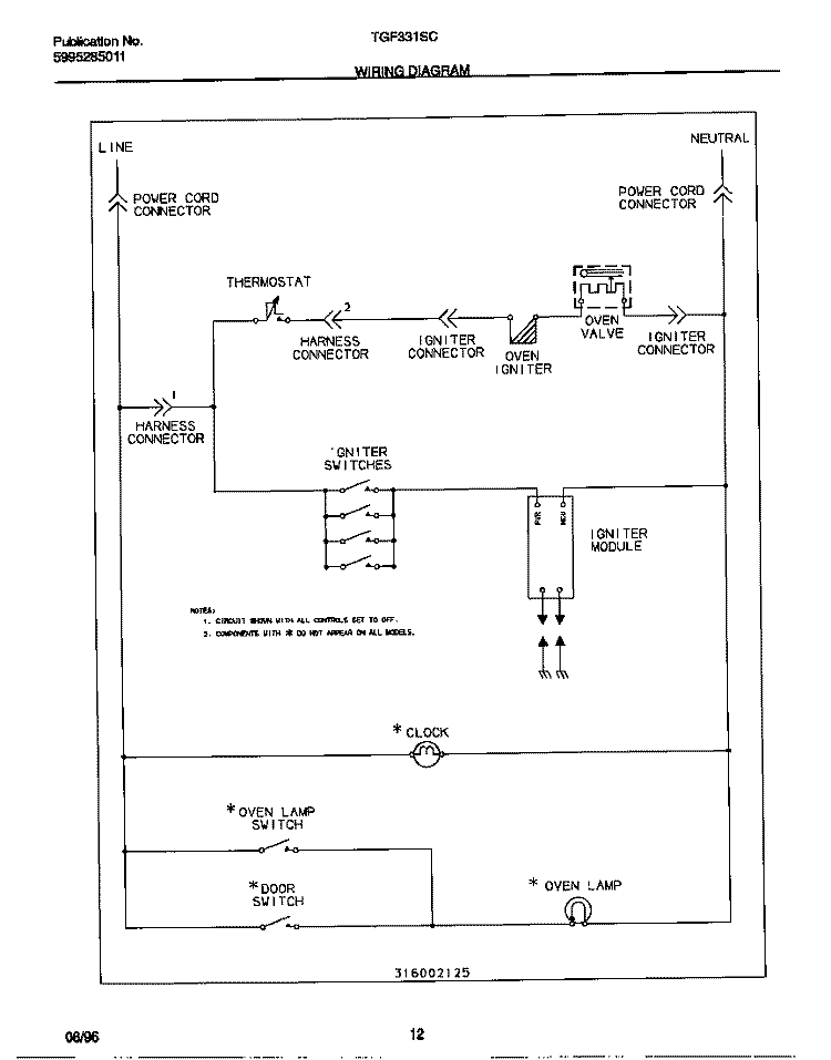 WIRING DIAGRAM Diagram and Parts List for TGF331SCWC  Tappan Range