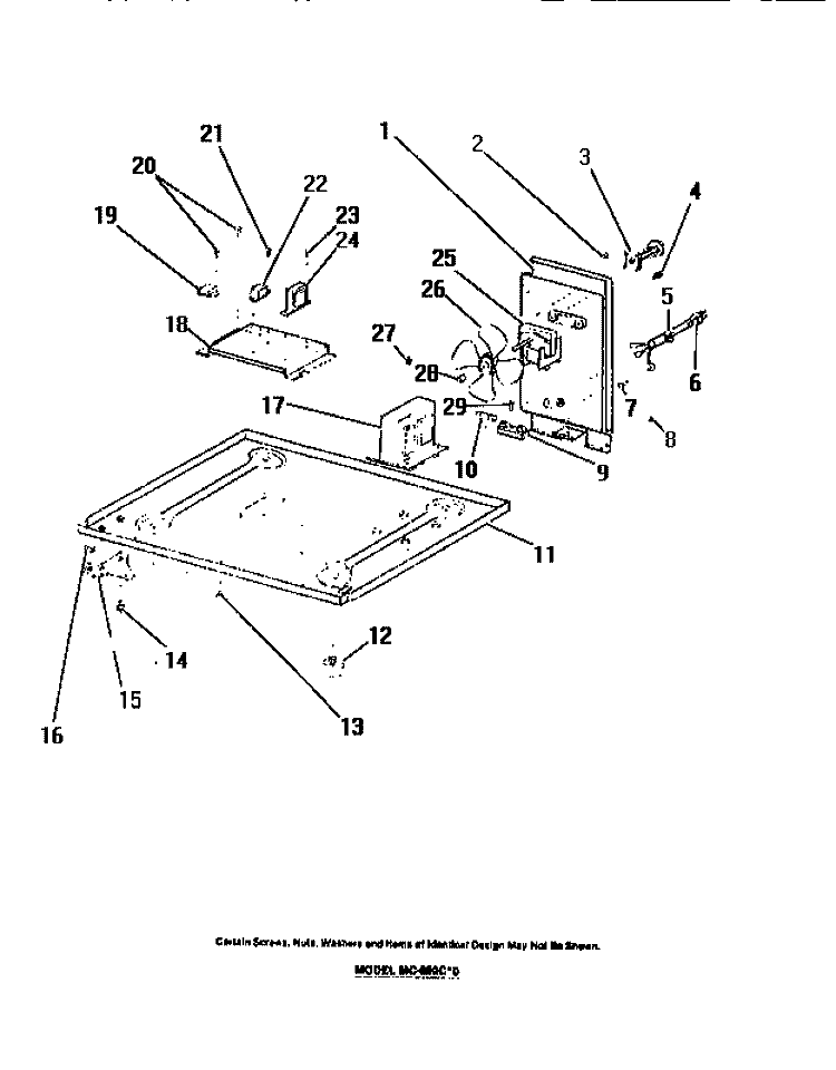 CABINET BASE, BLOWER MOTOR, TRANSF Diagram and Parts List for MC640C0  Frigidaire Microwave