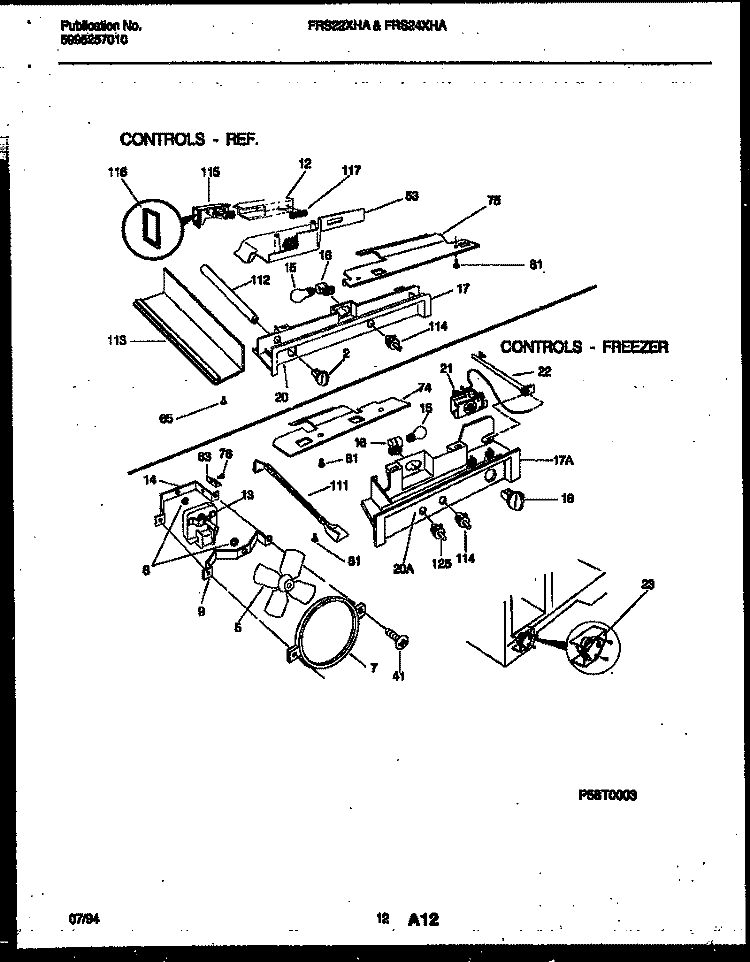 REFRIGERATOR CONTROL ASSEMBLY, DAMP Diagram and Parts List for FRS24XHAB1  Frigidaire Refrigerator