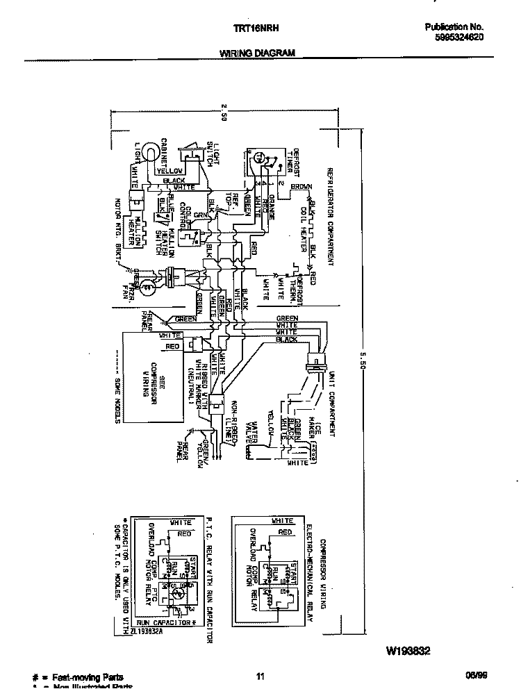 WIRING DIAGRAM Diagram and Parts List for TRT16NRHW0  Frigidaire Refrigerator