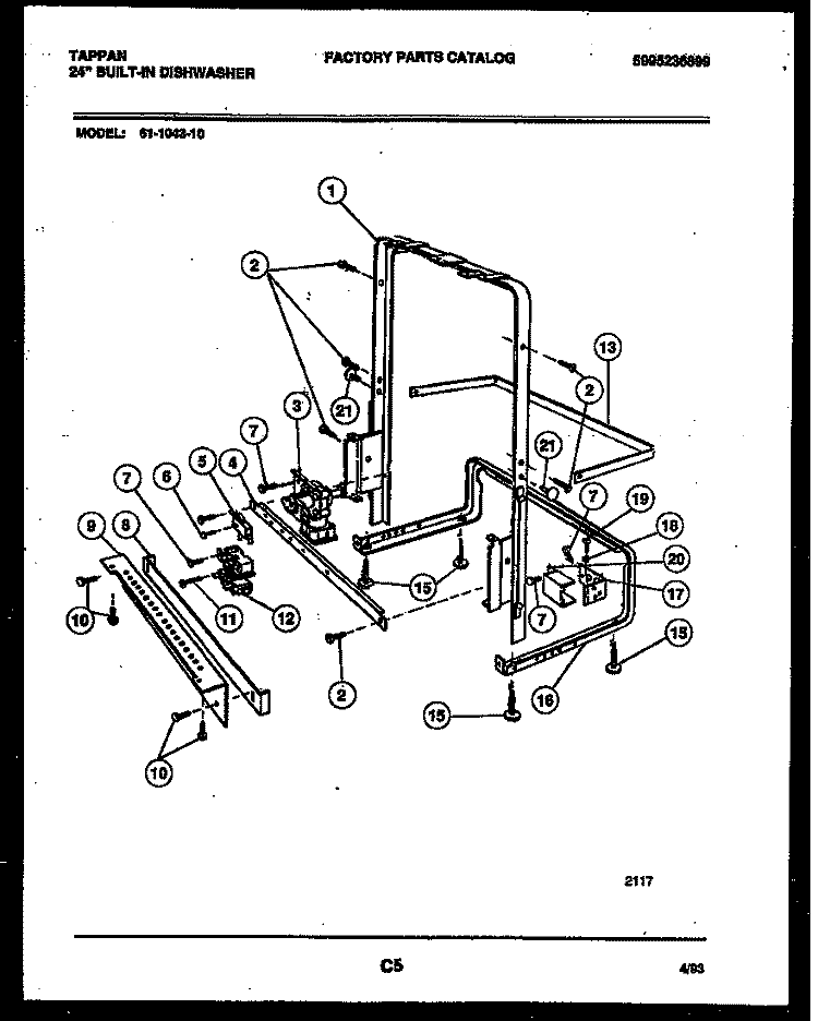 POWER DRY AND MOTOR PARTS Diagram and Parts List for 61-1043-10-00  Tappan Dishwasher