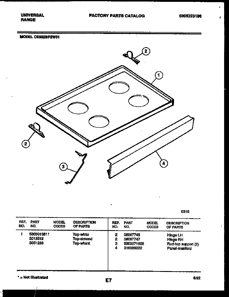 COOKTOP PARTS Diagram and Parts List for CE302BP2H1  Frigidaire Range