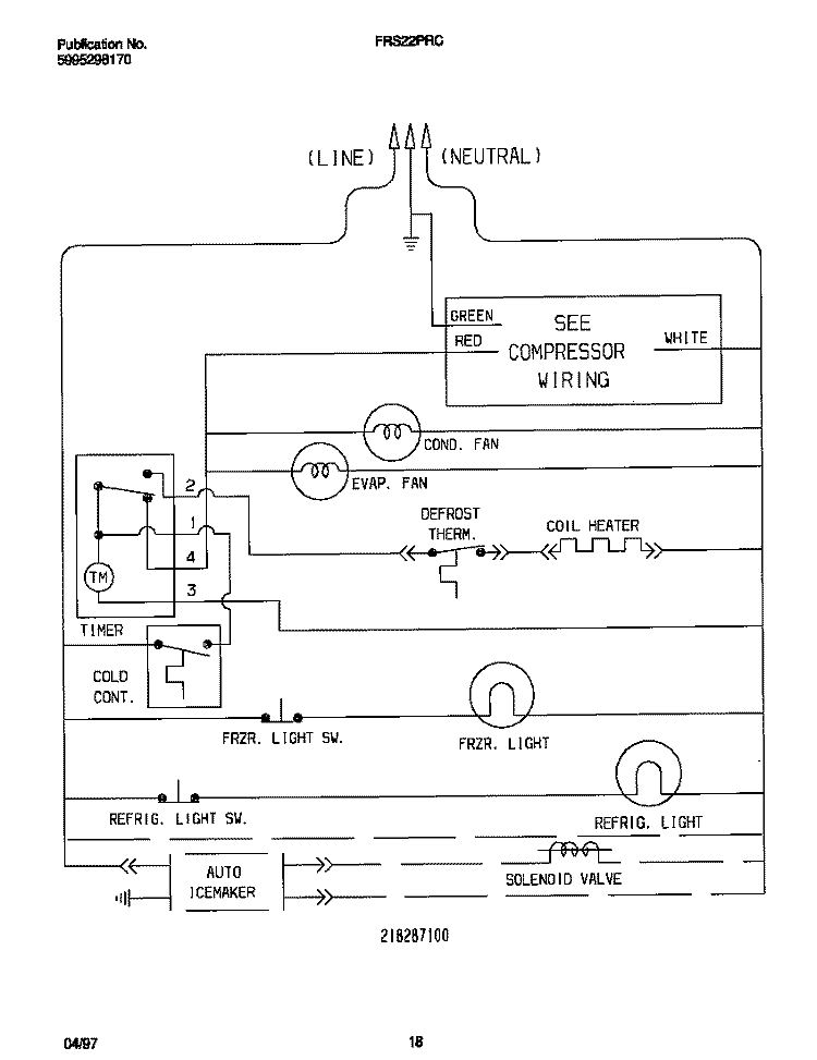 WIRING DIAGRAM Diagram and Parts List for FRS22PRCW3  Frigidaire Refrigerator