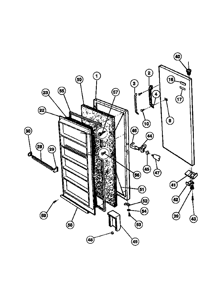 DOOR Diagram and Parts List for TFU17M6AW3  Tappan Freezer