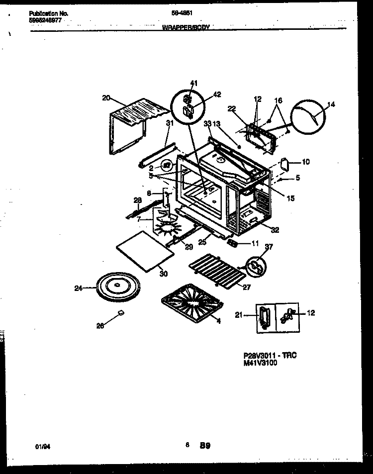 WRAPPER AND BODY PARTS Diagram and Parts List for 56-4851-10-06  Tappan Microwave