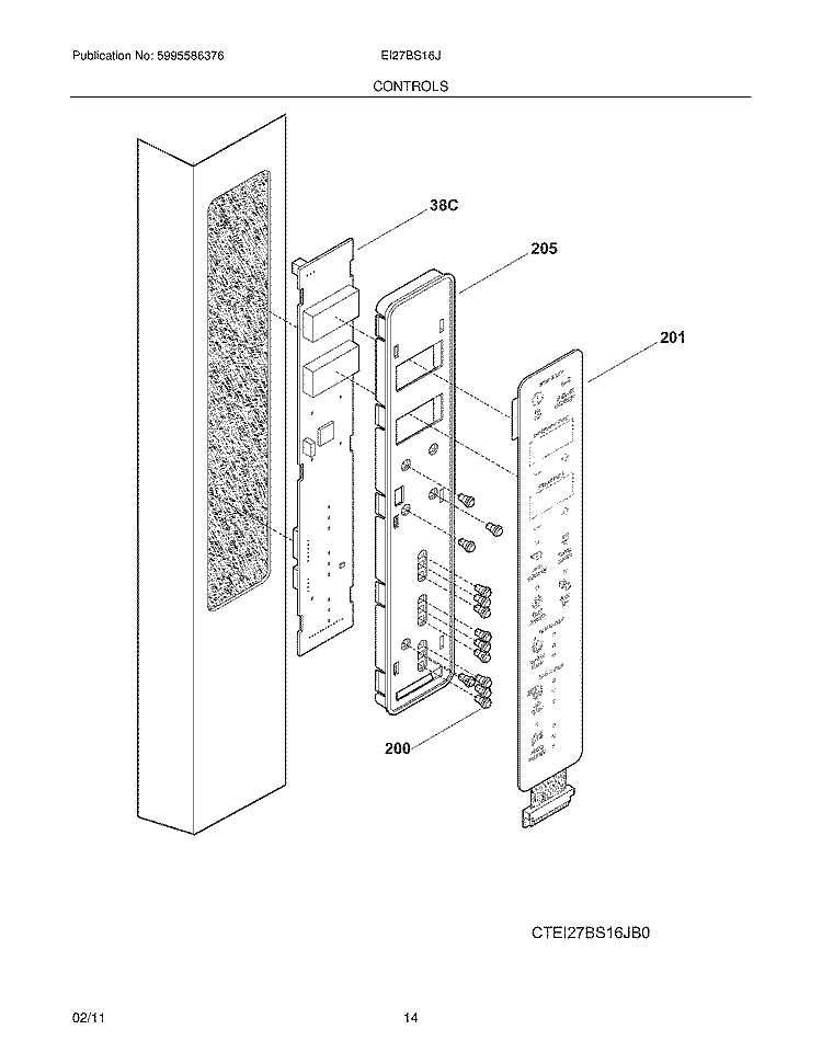 CONTROLS Diagram and Parts List for EI27BS16JS2  Electrolux Refrigerator