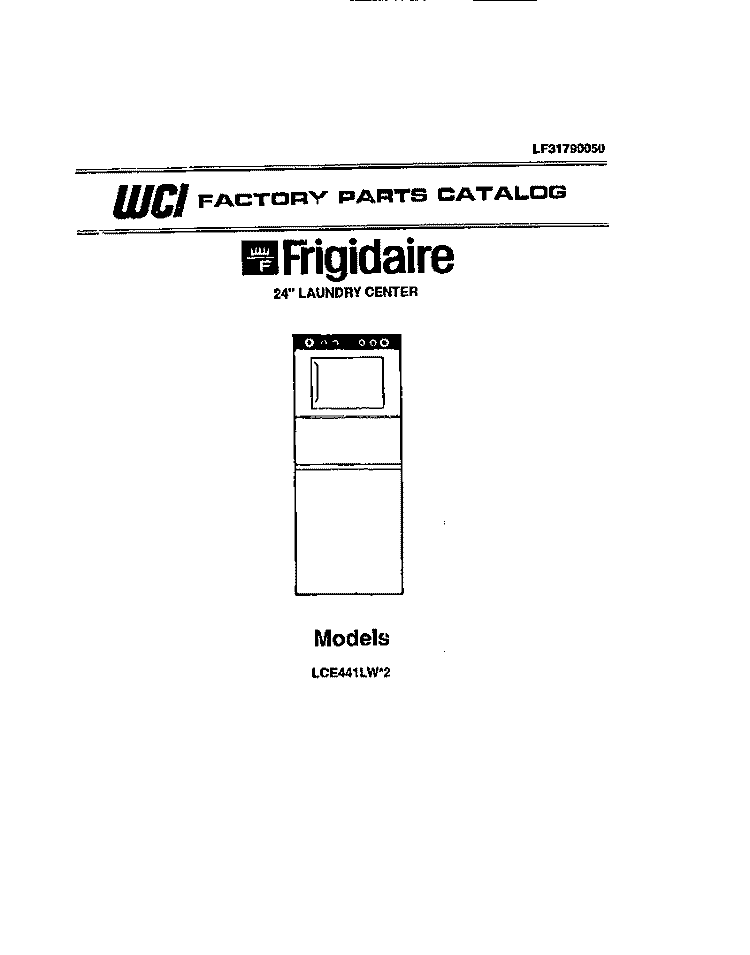 COVER Diagram and Parts List for LCE441LW2  Frigidaire Washer
