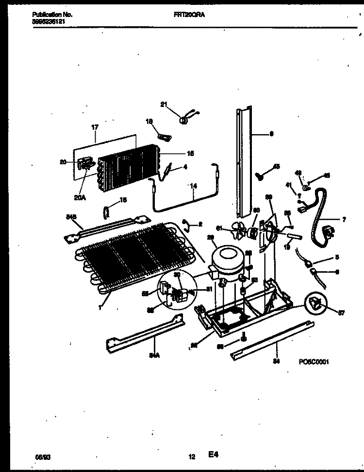SYSTEM AND AUTOMATIC DEFROST PARTS Diagram and Parts List for FRT20QRAW0  Frigidaire Refrigerator