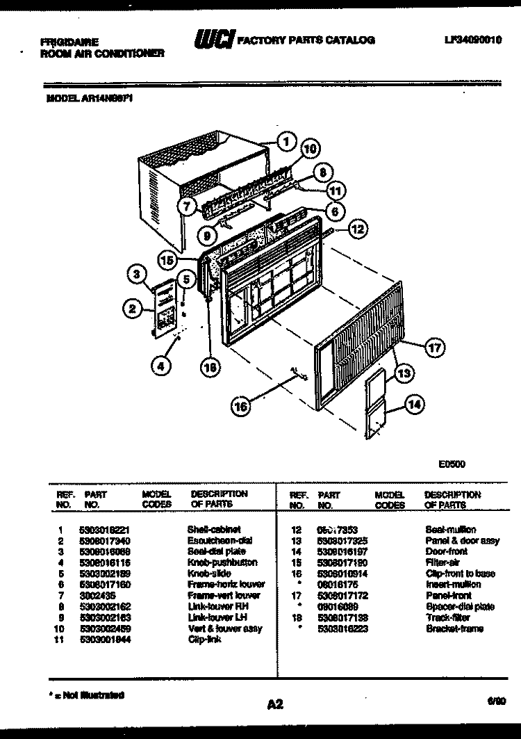 CABINET PARTS Diagram and Parts List for AR14NS8F1  Frigidaire Air Conditioner