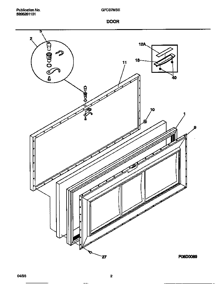 DOOR Diagram and Parts List for GFC07M3EW0  Gibson Freezer