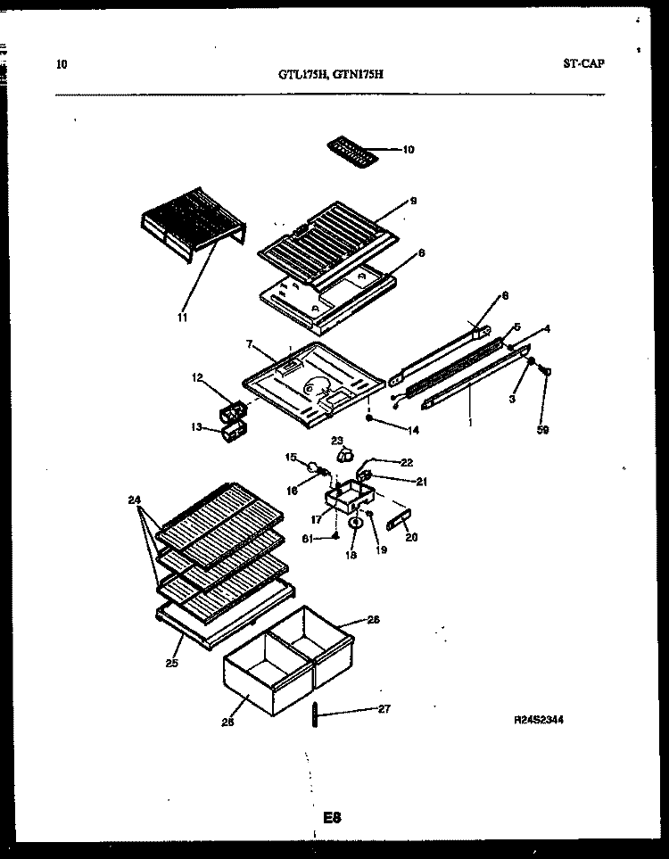 SHELVES AND SUPPORTS Diagram and Parts List for GTL175WH5  Frigidaire Refrigerator