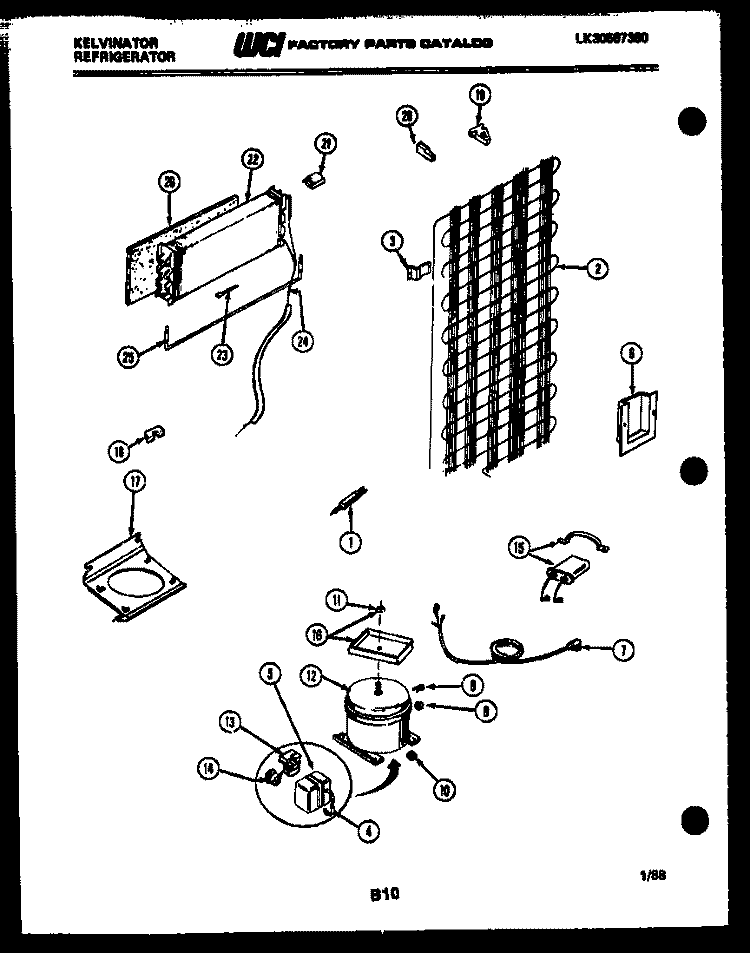 SYSTEM AND AUTOMATIC DEFROST PARTS Diagram and Parts List for TSK140EN1W  Kelvinator Refrigerator