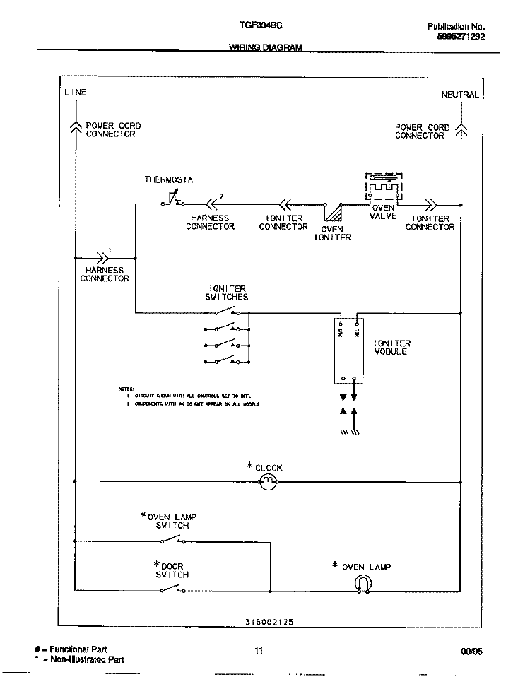 WIRING DIAGRAM Diagram and Parts List for TGF334BCDA  Tappan Range