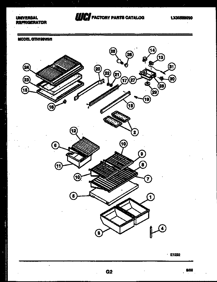 SHELVES AND SUPPORTS Diagram and Parts List for GTN198WH1-00  Tappan Refrigerator
