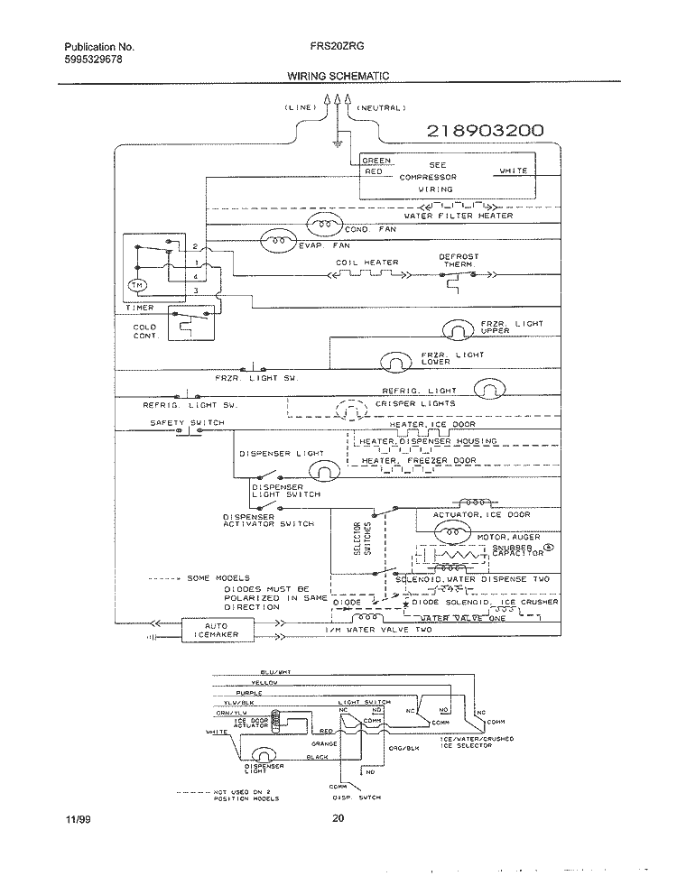 WIRING SCHEMATIC Diagram and Parts List for FRS20ZRGB6  Frigidaire Refrigerator
