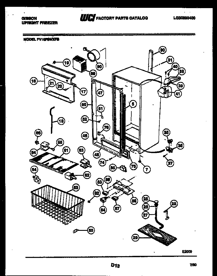 CABINET PARTS Diagram and Parts List for FV16F5WXFB  Gibson Freezer