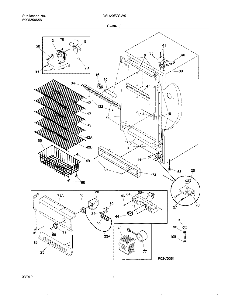 CABINET Diagram and Parts List for GFU20F7GW5  Gibson Freezer